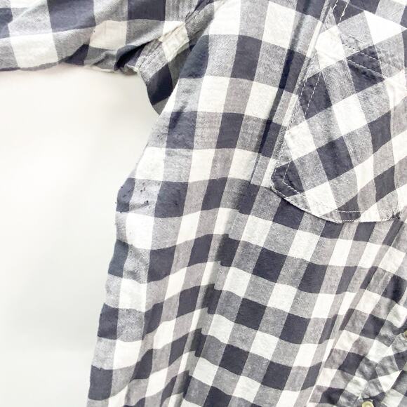 Life is Good XL Womens Gray White Plaid Check Button-Front Shirt Top - Picture 5 of 9